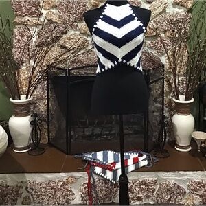 crocheted “speedway” pattern halter top